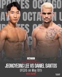 MMA Match Preview: Daniel Santos (12-2, 2-1 UFC) vs. JeongYeong Lee (11-2, 1-1 UFC)